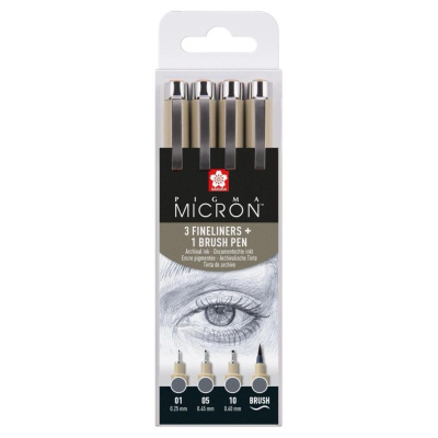 SAKURA Pigma Micron fineliner, sada 4 kusů Cool Gray
