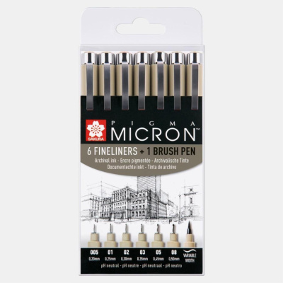 SAKURA Pigma Micron fineliner, sada 6 ks + 1 ks 