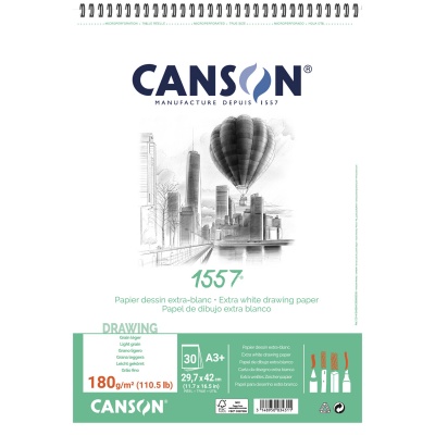 Skicař CANSON 1557, kroužková vazba 180g, A3+, 30 listů