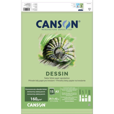 Skicák CANSON FineFace Dessin, 224g, A3 - 29,7 x 42 cm, 15 listu 