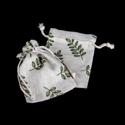 Textilní bavlněné kapsa, listy, 14 x 10 cm