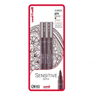 UNI PIN sada 3 kreslicích fixů Sensitive Sepia