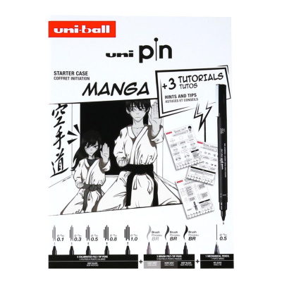 UNI PIN sada 8 fixů + mikrotužka Shalaku, Manga 