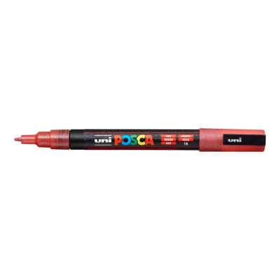 Popisovač Uni Posca PC-3ML, 1,3 mm, červený lesklý