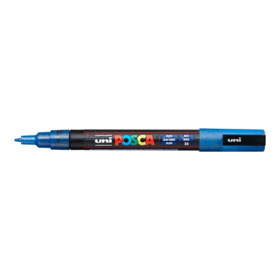 Popisovač Uni Posca PC-3ML, 1,3 mm, modrý glitter