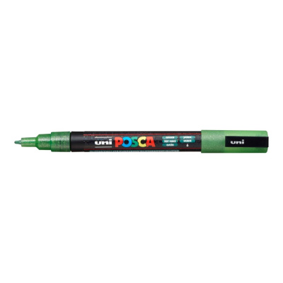 Popisovač Uni Posca PC-3ML, 1,3 mm, zelený glitter