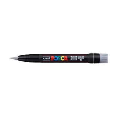 Popisovač UNI POSCA se štětečkovým hrotem, stříbrný