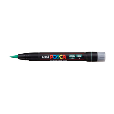 Popisovač UNI POSCA se štětečkovým hrotem, zelený