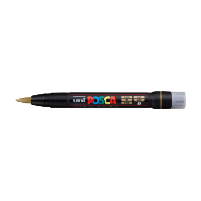 Popisovač UNI POSCA se štětečkovým hrotem, zlatý