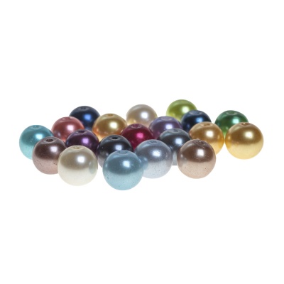 Voskované perle 10 mm, mix barev, 100 ks