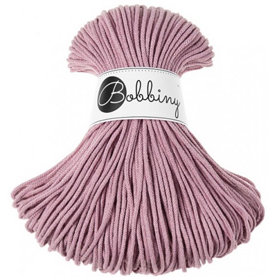 Bobbiny, Macramé pletená šňůra, 3 mm, 100 m, Dusty pink