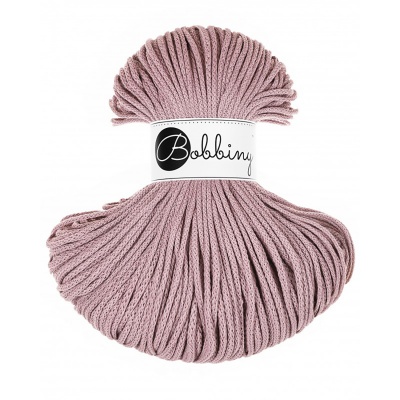 Bobbiny, Macramé pletená šňůra, 3 mm, 100 m, Mauve