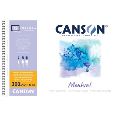 CANSON Skicař MONTVAL Aquarelle, 10,5 x 15,5 cm, 300g, 12 listů
