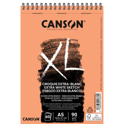 CANSON Skicař XL Sketch Extra blanc 90g/m2, 60 listů A5