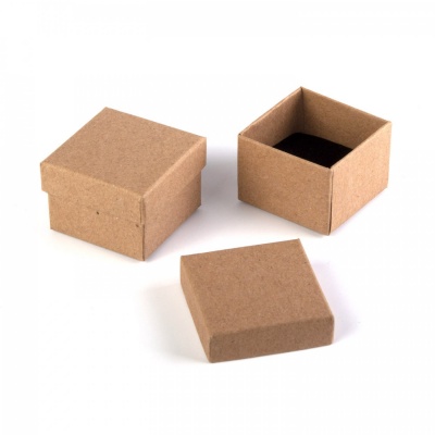 Dárková krabička, přírodní hnědá, čtverec, 4,5 cm