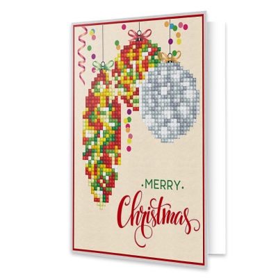 Diamond dotz, Merry Christmas Bauble Trad, pohlednice