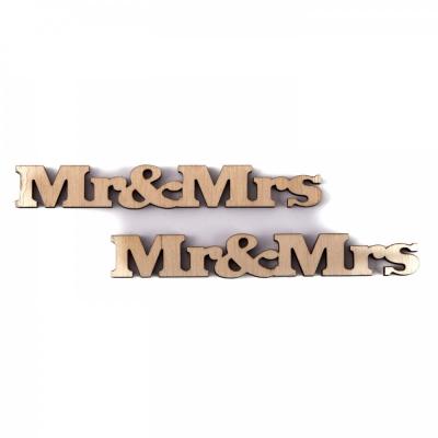 Dřevěné nápisy, 10 cm, Mr & Mrs, tištěné