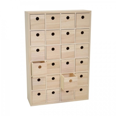 Dřevěný adventní kalendář, box vysoký