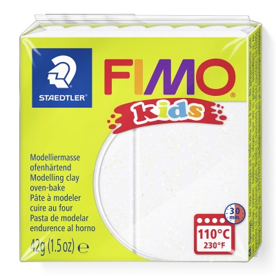 FIMO Kids, 42 g, 052 bílá se třpytkami