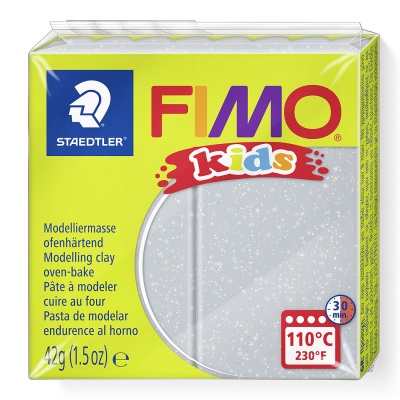 FIMO Kids, 42 g, 812 stříbrná se třpytkami