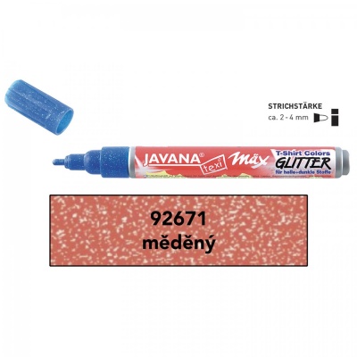 Javan, třpytivá fix na textil 2-4 mm, měděná
