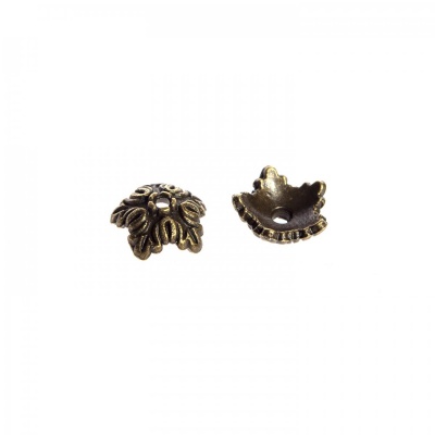 Kaplík kvítek masiv 10 mm starobronz, 10 ks