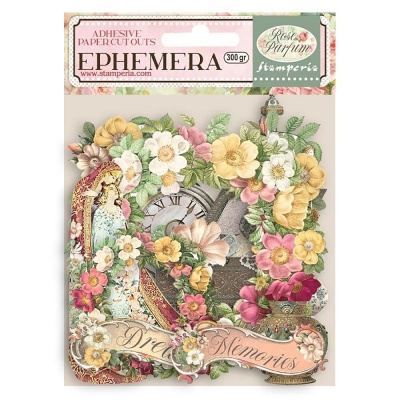 Lepenkové výřezy, 15 x 15 cm, Rose Parfém flowers and garlands