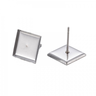 Lůžko náušnicové napíchnout. platina čtverec 10mm 2 ks