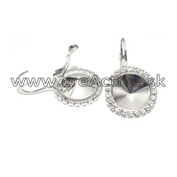 Mechanická náušnice štrasová RIVOLI Rhodium 14 mm