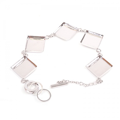Náramek s 5 čtvercovými lůžky Rhodium