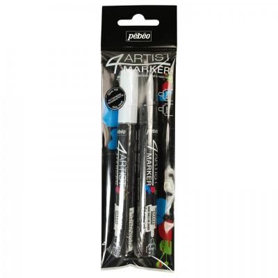 Olejové popisovače 4ARTIST, sada 4 + 4 mm, bílý a černý