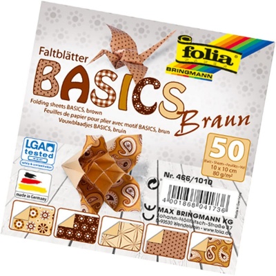 Papír na origami, 80 g, 50 listů, 100 x 100 mm, hnědý
