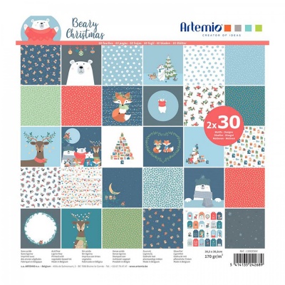 Papír na scrapbooking, Beary X-mas, 60 ks, 170 g