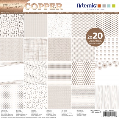 Papír na scrapbooking, Foil Copper, 40 ks, 100 g