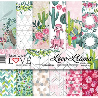 Papír na scrapbooking, sada Love Llama