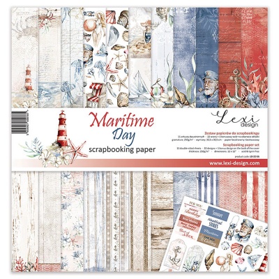 Papír na scrapbooking, sada Maritime Day, 12 ks