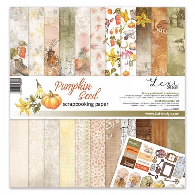 Papír na scrapbooking, sada Pumpkin Seeds, 12 ks