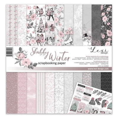 Papír na scrapbooking, sada Shabby Winter, 12 ks
