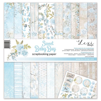 Papír na scrapbooking, sada Sweet baby boy, 12 ks
