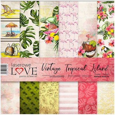 Papír na scrapbooking, sada Vintage Tropical Island
