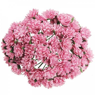 Papírový květ astra, 15 mm, růžová 10 ks