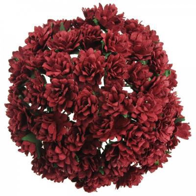 Papírový květ astra, 15 mm, tm. červená 10 ks