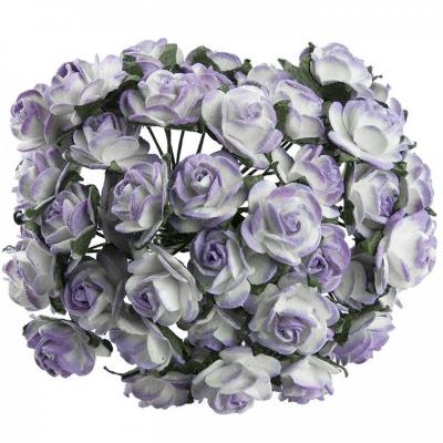 Papírový květ růže, 10 mm, dvojf. fialová 10 ks