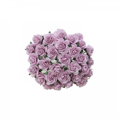 Papírový květ růže, 15 mm, fialová 10 ks