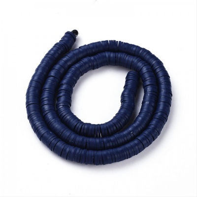 Polymerové korálky, placky, 6 mm, šňůra, půlnoční