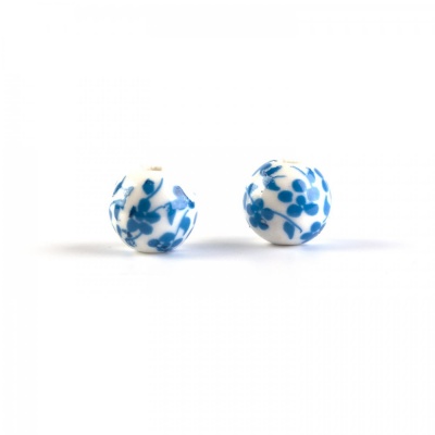 Porcelánová korálek, 10 mm, světle květiny
