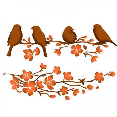 Šablona, Stamper, 21 x 30 cm, Birds on tree