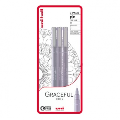 UNI PIN set 3 ks markerů pro kreslení "Graceful Grey"