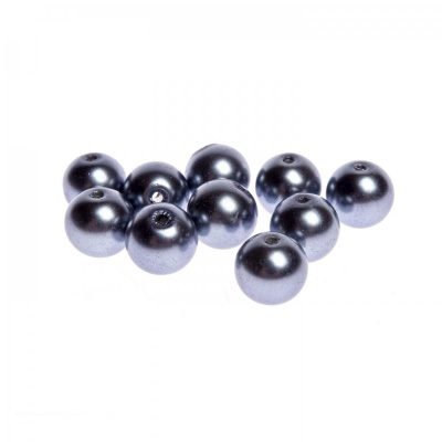 Voskované perly 10 mm tmavá šedá 10 ks