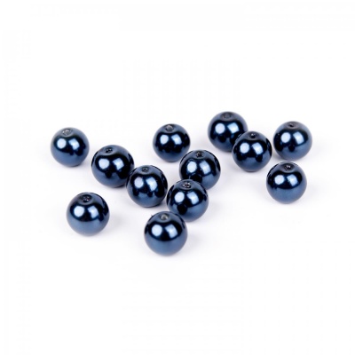 Voskované perly 8 mm tmavá modrá 100 ks